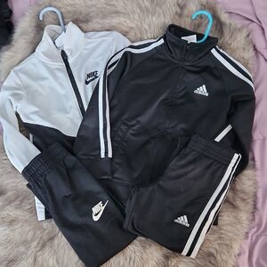 Nike and Adidas Black and White Tracksuits